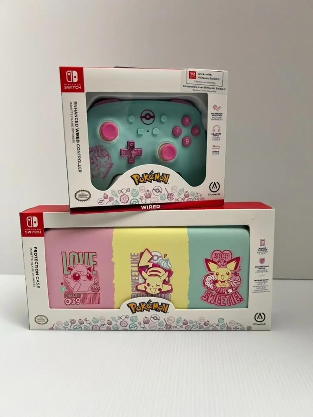 Pokemon Sweet Friends Nintendo Switch Case & Wired Controller Bundle NEW